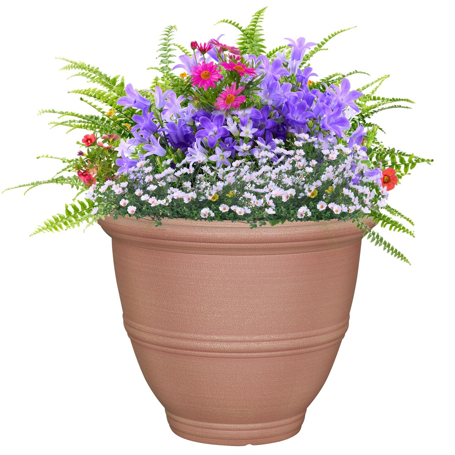 Allen + Roth 14.3In Stone Planter Brick Dust 5 Allen + Roth 14.3In Stone Planter Brick Dust - Image 5