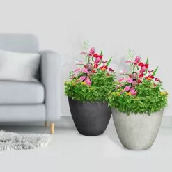 Allen + Roth 16.4In Faux Concrete Planter Black 13 Allen + Roth 16.4In Faux Concrete Planter Black -Allen + Roth Shop 1062828 47622161