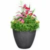 Allen + Roth 16.4In Faux Concrete Planter Black
