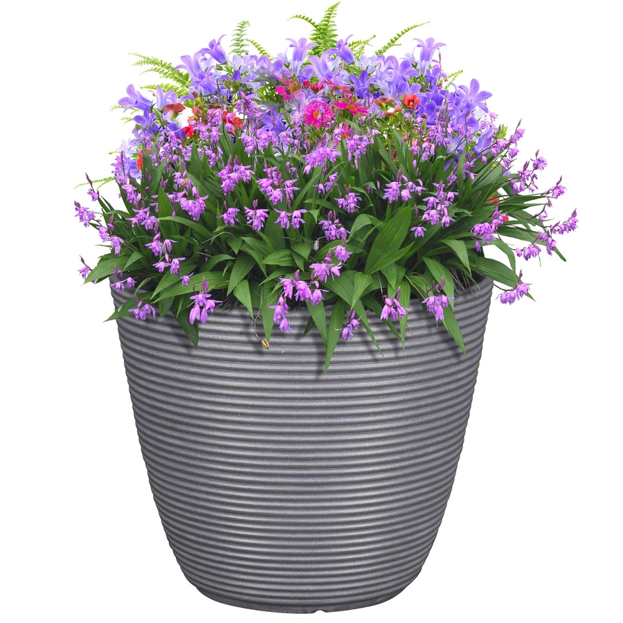 Allen + Roth 11.4In Roman Ribbed Planter Matte Finish Lava Smoke 6 Allen + Roth 11.4In Roman Ribbed Planter Matte Finish Lava Smoke - Image 6