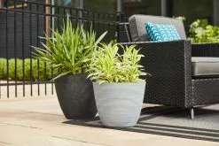 Allen + Roth 11.4In Roman Ribbed Planter Matte Finish Lava Smoke 11 Allen + Roth 11.4In Roman Ribbed Planter Matte Finish Lava Smoke -Allen + Roth Shop 1062830 AlternateImage1