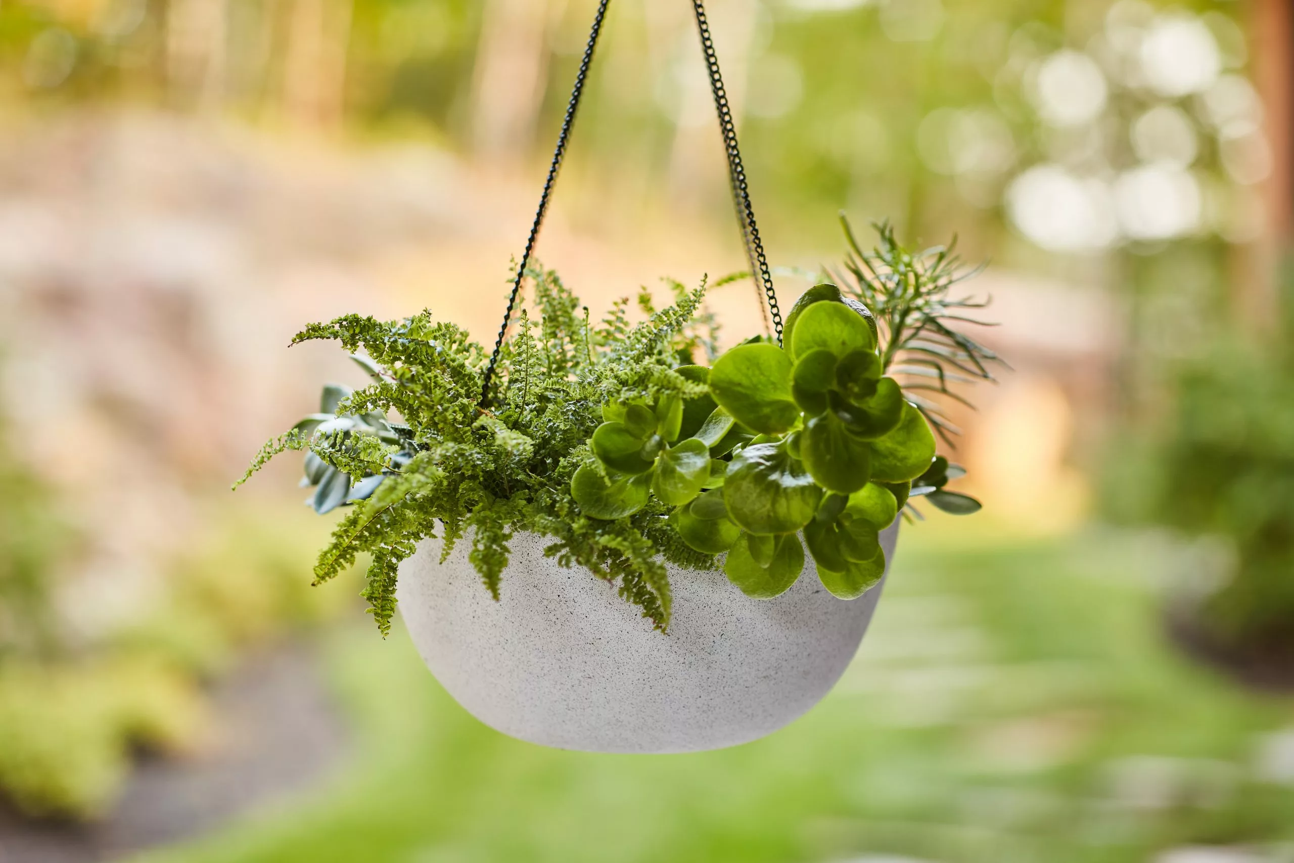 Allen + Roth 13.3In Speckled Hanging Basket White 3 Allen + Roth 13.3In Speckled Hanging Basket White - Image 3