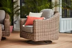 Allen + Roth Costa Set Of 2 Wicker Swivel Dining Chairs With Grey Cushions 15 Allen + Roth Costa Set Of 2 Wicker Swivel Dining Chairs With Grey Cushions -Allen + Roth Shop 1063050 AlternateImage1