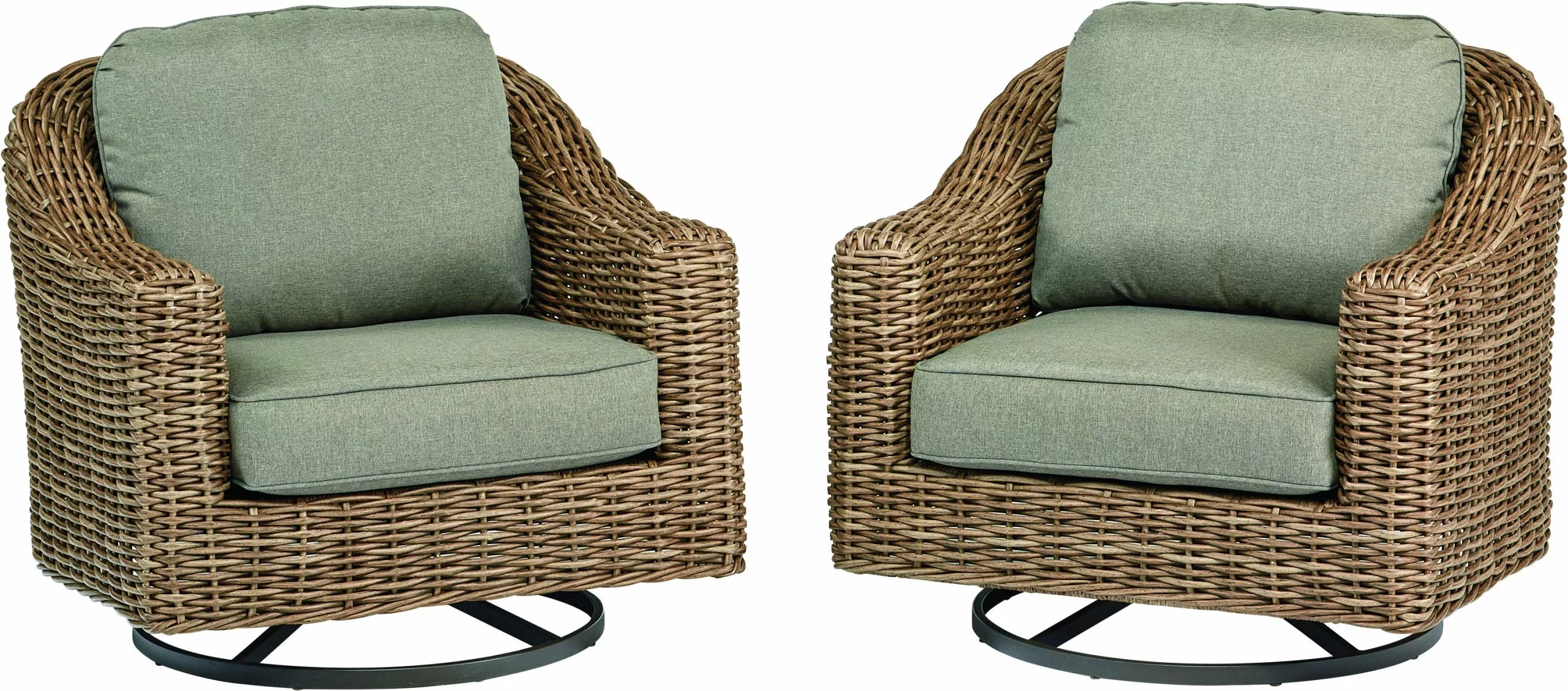 Allen + Roth Costa Set Of 2 Wicker Swivel Dining Chairs With Grey Cushions 2 Allen + Roth Costa Set Of 2 Wicker Swivel Dining Chairs With Grey Cushions - Image 2