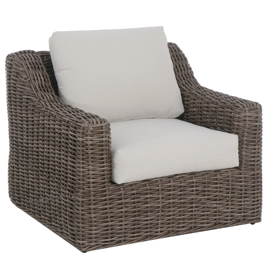 Allen + Roth Maitland Brown Wicker Stationary Conversation Chair With Beige Olefin Cushion 2 Allen + Roth Maitland Brown Wicker Stationary Conversation Chair With Beige Olefin Cushion - Image 2
