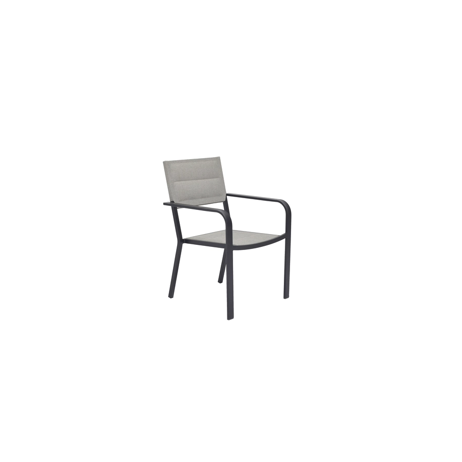 Allen + Roth Grey Stackable Outdoor Chair With Black Metal Frame 3 Allen + Roth Grey Stackable Outdoor Chair With Black Metal Frame - Image 3
