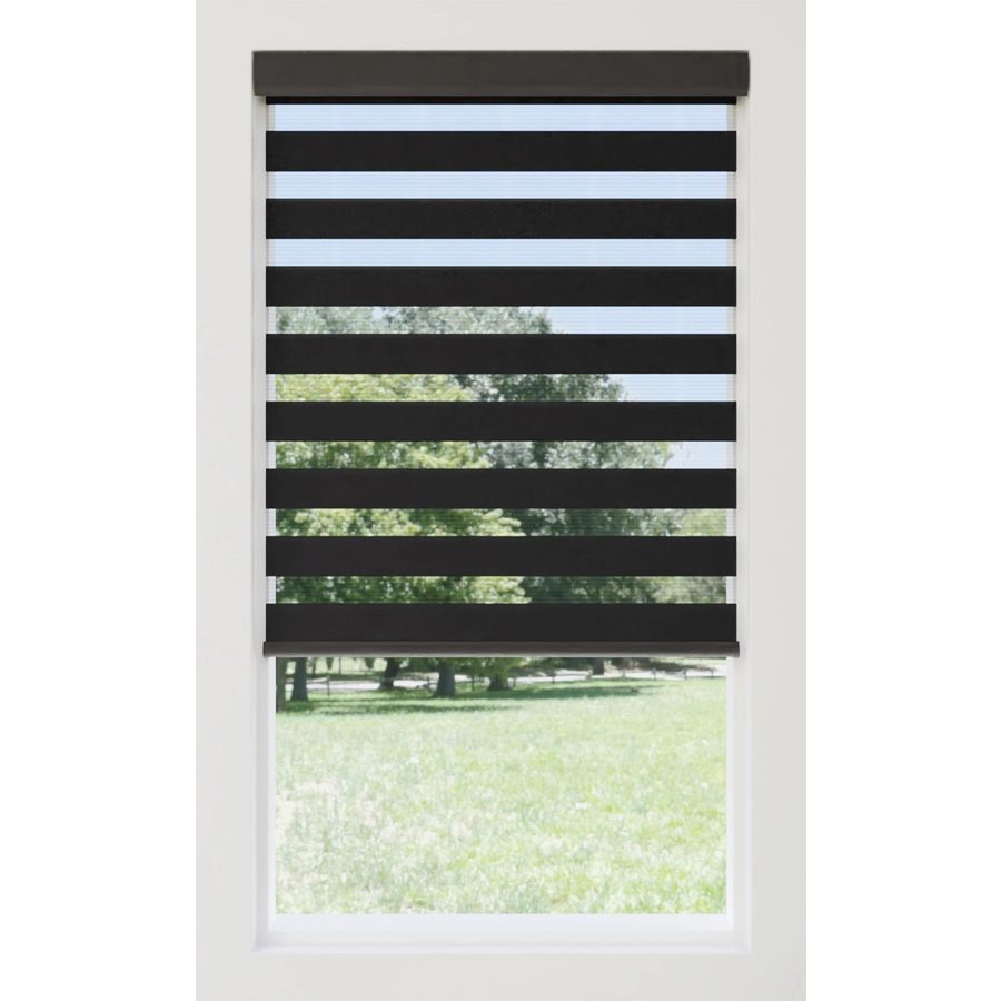 Allen + Roth Cordless Day-Night Zebra Roller Shade 27-in X 72-in Black 2 Allen + Roth Cordless Day-Night Zebra Roller Shade 27-in X 72-in Black - Image 2