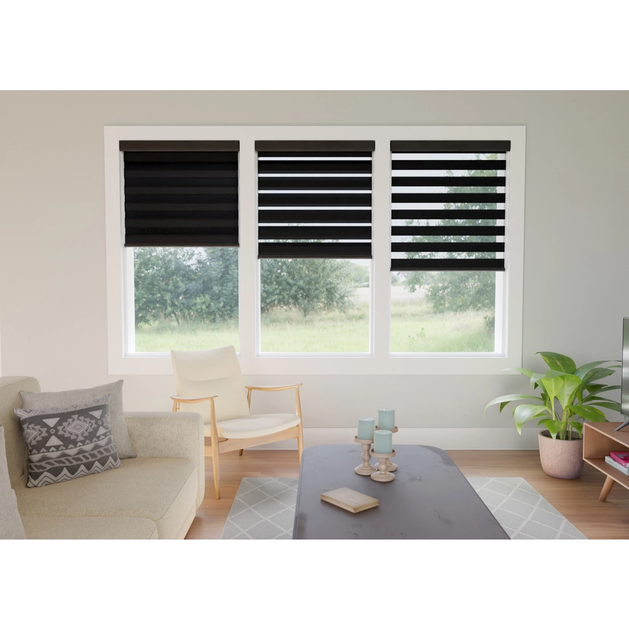 Allen + Roth Cordless Day-Night Zebra Roller Shade 27-in X 72-in Black 4 Allen + Roth Cordless Day-Night Zebra Roller Shade 27-in X 72-in Black - Image 4