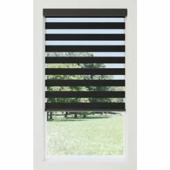 Allen + Roth Cordless Day-Night Zebra Roller Shade 52-in X 72-in Black