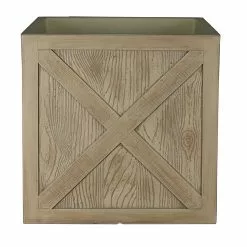 Allen + Roth - 14-in X 14.92-in - Brown Resin Square/Wood Planter