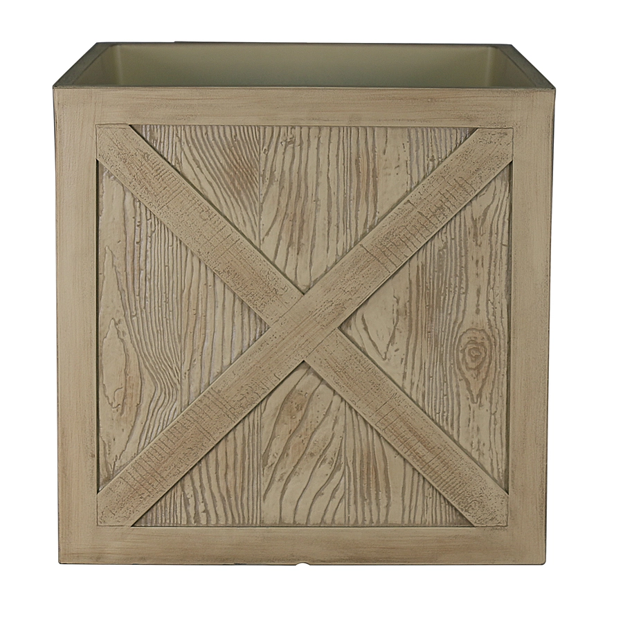 Allen + Roth - 14-in X 14.92-in - Brown Resin Square/Wood Planter 1 Allen + Roth - 14-in X 14.92-in - Brown Resin Square/Wood Planter