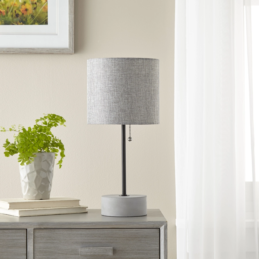 Allen + Roth 16.5" Concrete Bronze Table Lamp With Shade 3 Allen + Roth 16.5" Concrete Bronze Table Lamp With Shade - Image 3