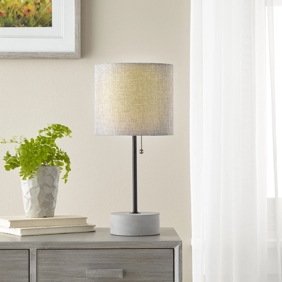 Allen + Roth 16.5" Concrete Bronze Table Lamp With Shade 2 Allen + Roth 16.5" Concrete Bronze Table Lamp With Shade - Image 2
