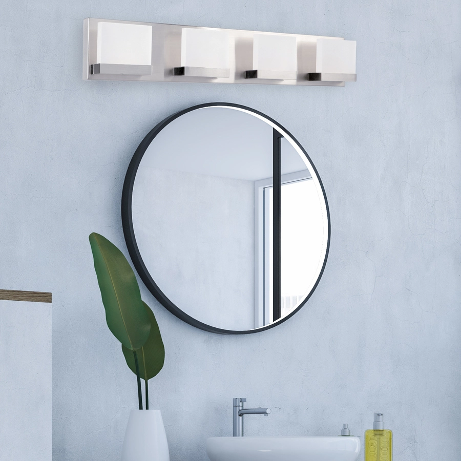 Allen + Roth Cora 4-Light Brushed Nickel Modern And Contemporary LED Vanity Light 1 Allen + Roth Cora 4-Light Brushed Nickel Modern And Contemporary LED Vanity Light