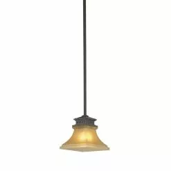 Allen + Roth Aztec 6 1/2-in W Bronze Mini Pendant Light With Frosted Shade
