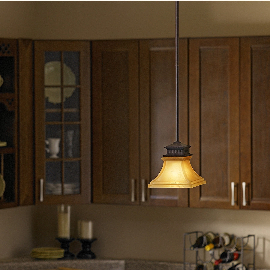 Allen + Roth Aztec 6 1/2-in W Bronze Mini Pendant Light With Frosted Shade 4 Allen + Roth Aztec 6 1/2-in W Bronze Mini Pendant Light With Frosted Shade - Image 4