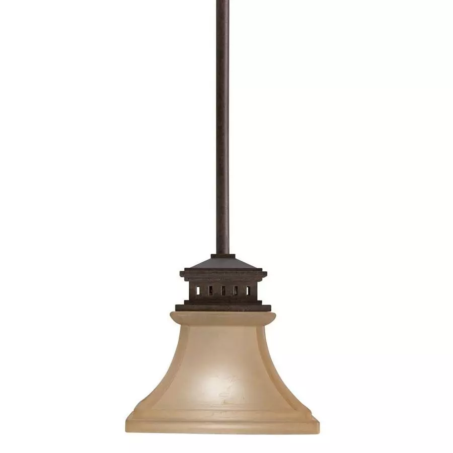 Allen + Roth Aztec 6 1/2-in W Bronze Mini Pendant Light With Frosted Shade 3 Allen + Roth Aztec 6 1/2-in W Bronze Mini Pendant Light With Frosted Shade - Image 3