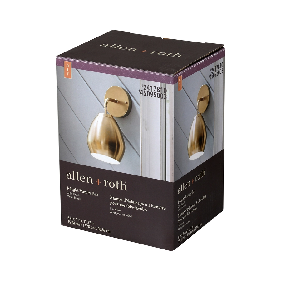 Allen + Roth 6-in 1-Light Gold Bathroom Wall Sconce 5 Allen + Roth 6-in 1-Light Gold Bathroom Wall Sconce - Image 5