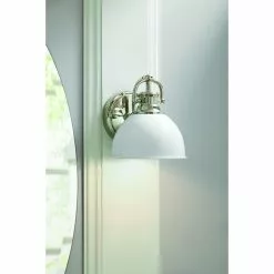 Allen + Roth 7-in 1-Light Polished Nickel And White Bathroom Vanity Light -Allen + Roth Shop 2417816 44062690