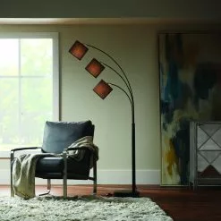 Allen + Roth 39in W Floor Lamp With Black Fabric Shade