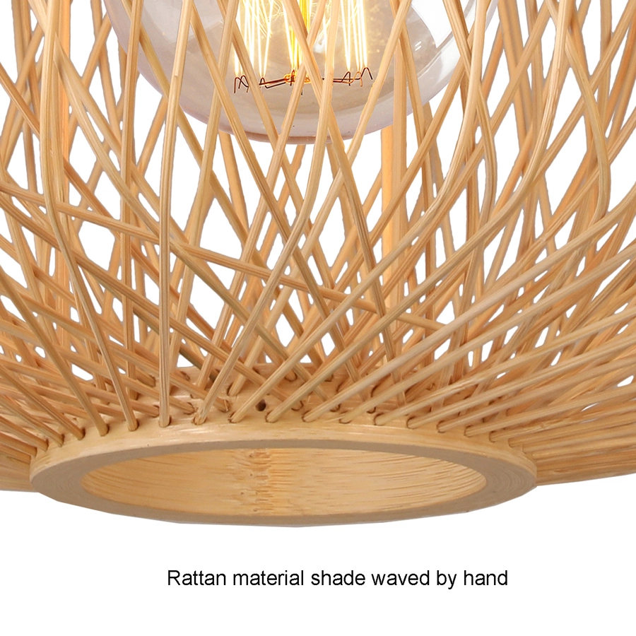 Allen + Roth Harlow 1 Lt Matte Black Finish With Double-Globe Rattan Shade Flush Mount Light 8 Allen + Roth Harlow 1 Lt Matte Black Finish With Double-Globe Rattan Shade Flush Mount Light - Image 8