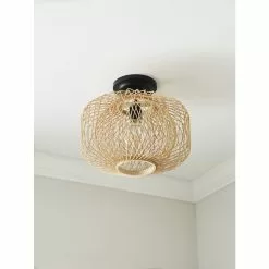 Allen + Roth Harlow 1 Lt Matte Black Finish With Double-Globe Rattan Shade Flush Mount Light 13 Allen + Roth Harlow 1 Lt Matte Black Finish With Double-Globe Rattan Shade Flush Mount Light -Allen + Roth Shop 2462517 46453309