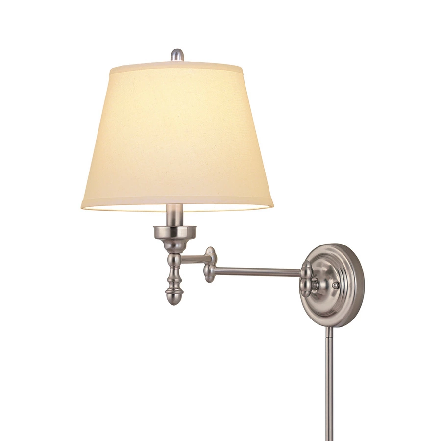 Allen + Roth 15.62-in H Brushed Nickel Swing-Arm Wall-Mounted Lamp With Fabric Shade 2 Allen + Roth 15.62-in H Brushed Nickel Swing-Arm Wall-Mounted Lamp With Fabric Shade - Image 2