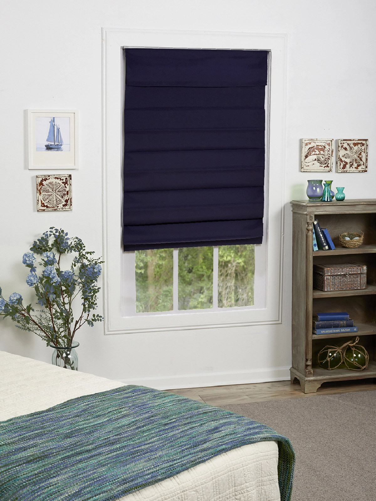 "allen + Roth Blackout Roman Shade - 27"" X 72"" - Midnight Blue" 1 "allen + Roth Blackout Roman Shade - 27"" X 72"" - Midnight Blue"