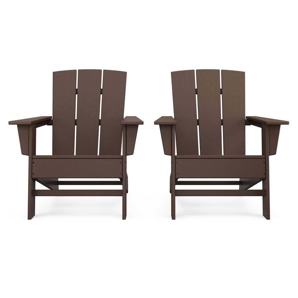 Allen + Roth Oakport Mahogany Plastic Adirondack Chairs - Set Of 2 1 Allen + Roth Oakport Mahogany Plastic Adirondack Chairs - Set Of 2