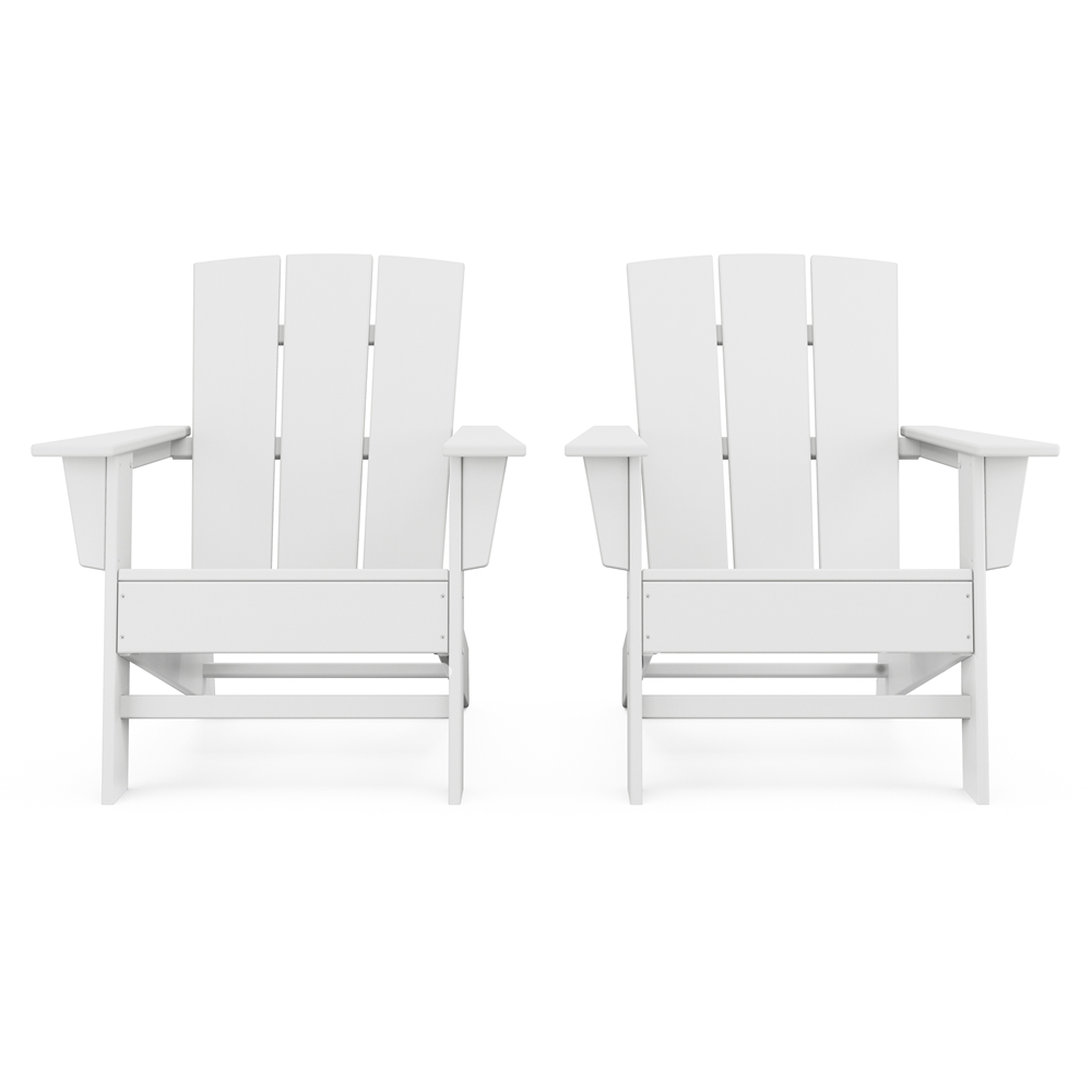 Allen + Roth Oakport White Plastic Adirondack Chairs - Set Of 2 1 Allen + Roth Oakport White Plastic Adirondack Chairs - Set Of 2