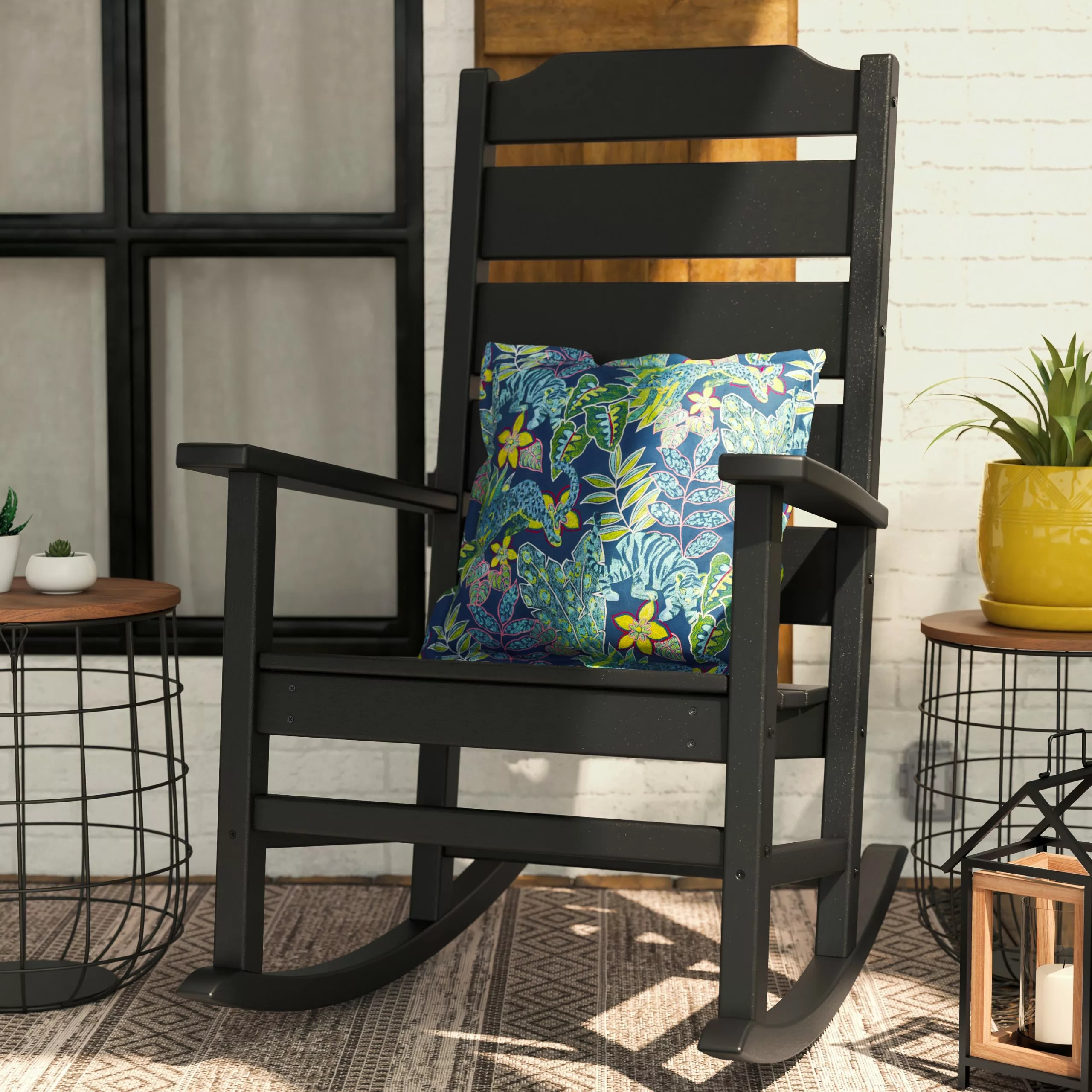 Allen + Roth Oakport Black Plastic Rocking Chair 4 Allen + Roth Oakport Black Plastic Rocking Chair - Image 4