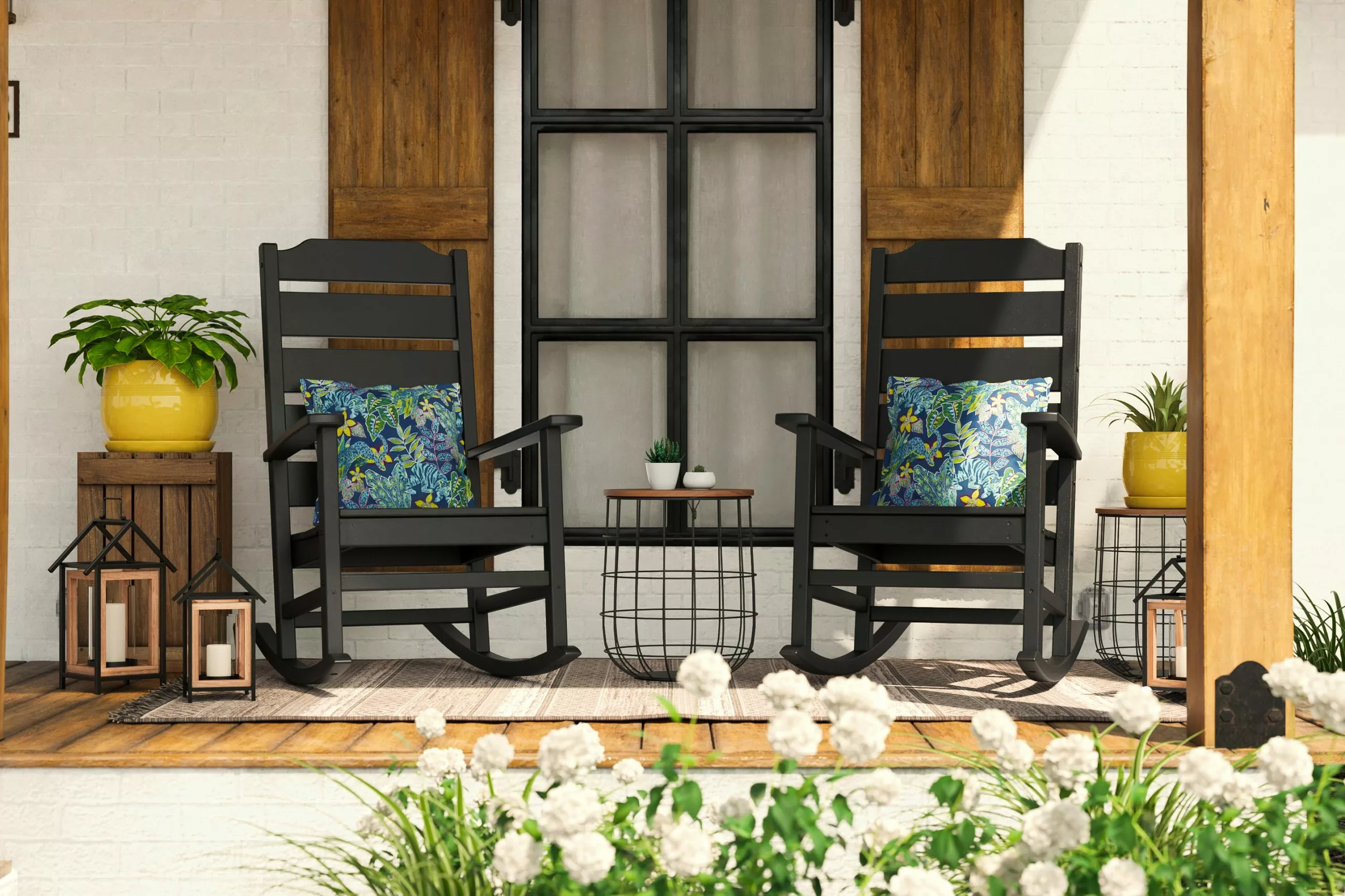 Allen + Roth Oakport Black Plastic Rocking Chair 3 Allen + Roth Oakport Black Plastic Rocking Chair - Image 3