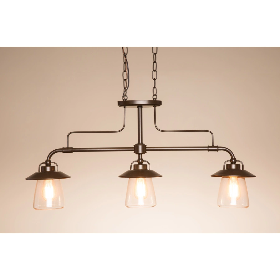 Allen + Roth Bristow 36-in W 3-Light Mission Bronze Kitchen Island Light With Clear Shade 3 Allen + Roth Bristow 36-in W 3-Light Mission Bronze Kitchen Island Light With Clear Shade - Image 3