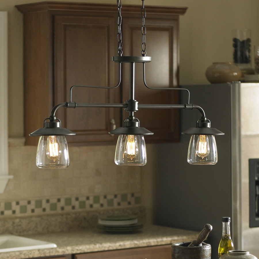 Allen + Roth Bristow 36-in W 3-Light Mission Bronze Kitchen Island Light With Clear Shade 2 Allen + Roth Bristow 36-in W 3-Light Mission Bronze Kitchen Island Light With Clear Shade - Image 2