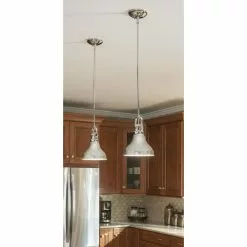 Allen + Roth 8.1-in W Polished Nickel Mini Pendant Light With Metal Shade