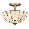 Allen + Roth Cloudburst 13-in W Polished Nickel Textured Tiffany-Style Semi-Flush Mount Ceiling Light