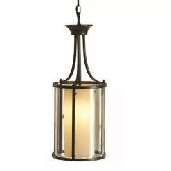 Allen + Roth Harpwell 9.06-in Oil-Rubbed Bronze Mediterranean Single Tinted Glass Pendant Light -Allen + Roth Shop 443468 04303708 001