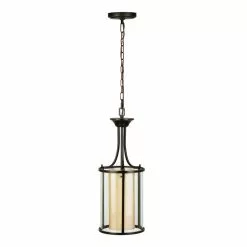 Allen + Roth Harpwell 9.06-in Oil-Rubbed Bronze Mediterranean Single Tinted Glass Pendant Light -Allen + Roth Shop 443468 08701325