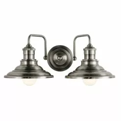 Allen + Roth 2-Light Hainsbrook Antique Pewter Standard Bathroom Vanity Light