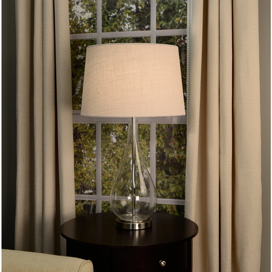 Allen + Roth 10-in X 15-in White Burlap Fabric Drum Lamp Shade 2 Allen + Roth 10-in X 15-in White Burlap Fabric Drum Lamp Shade - Image 2