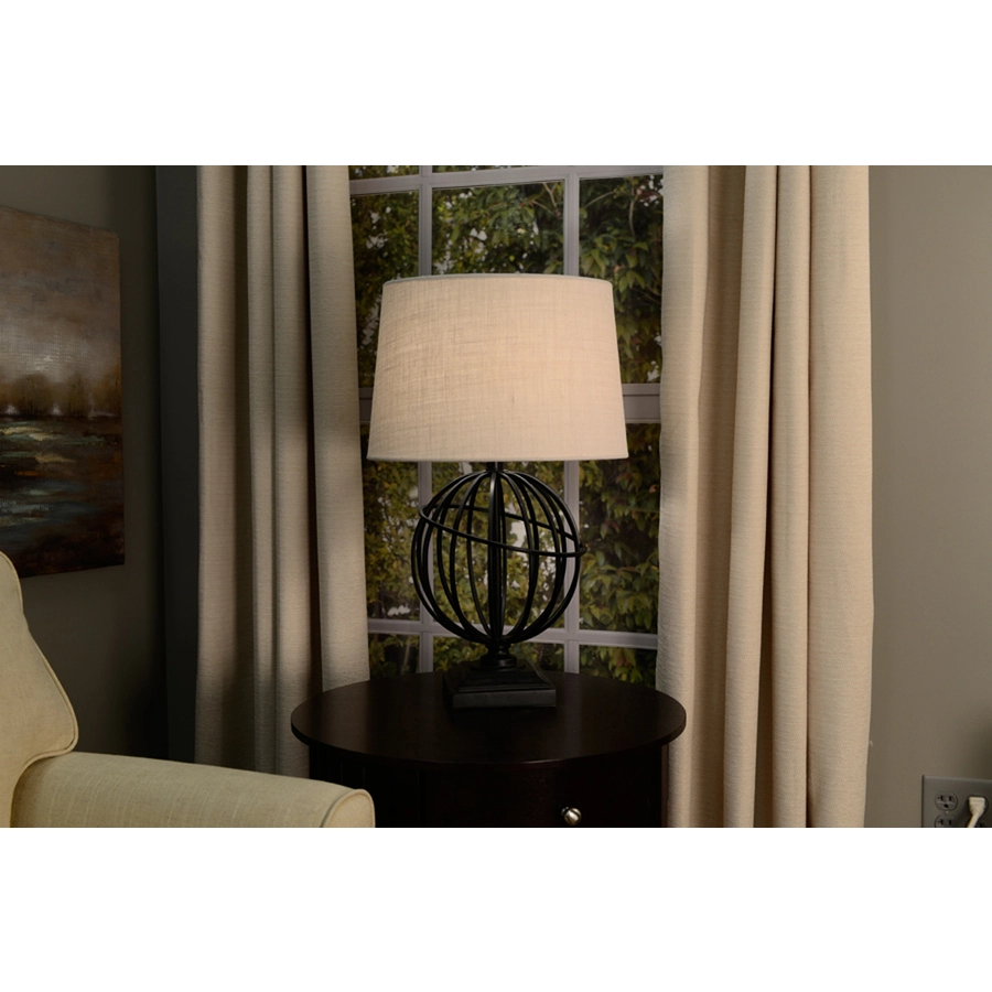 Allen + Roth 10-in X 15-in White Burlap Fabric Drum Lamp Shade 4 Allen + Roth 10-in X 15-in White Burlap Fabric Drum Lamp Shade - Image 4