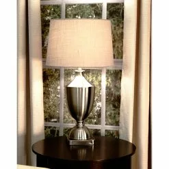 Allen + Roth 10-in X 15-in White Burlap Fabric Drum Lamp Shade