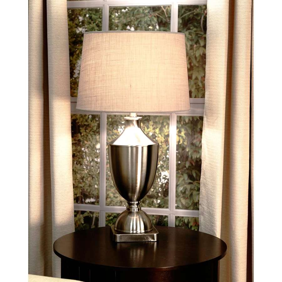 Allen + Roth 10-in X 15-in White Burlap Fabric Drum Lamp Shade 1 Allen + Roth 10-in X 15-in White Burlap Fabric Drum Lamp Shade