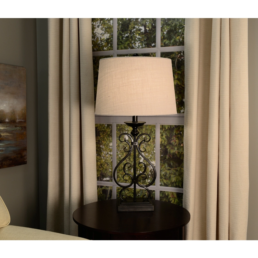 Allen + Roth 10-in X 15-in White Burlap Fabric Drum Lamp Shade 3 Allen + Roth 10-in X 15-in White Burlap Fabric Drum Lamp Shade - Image 3