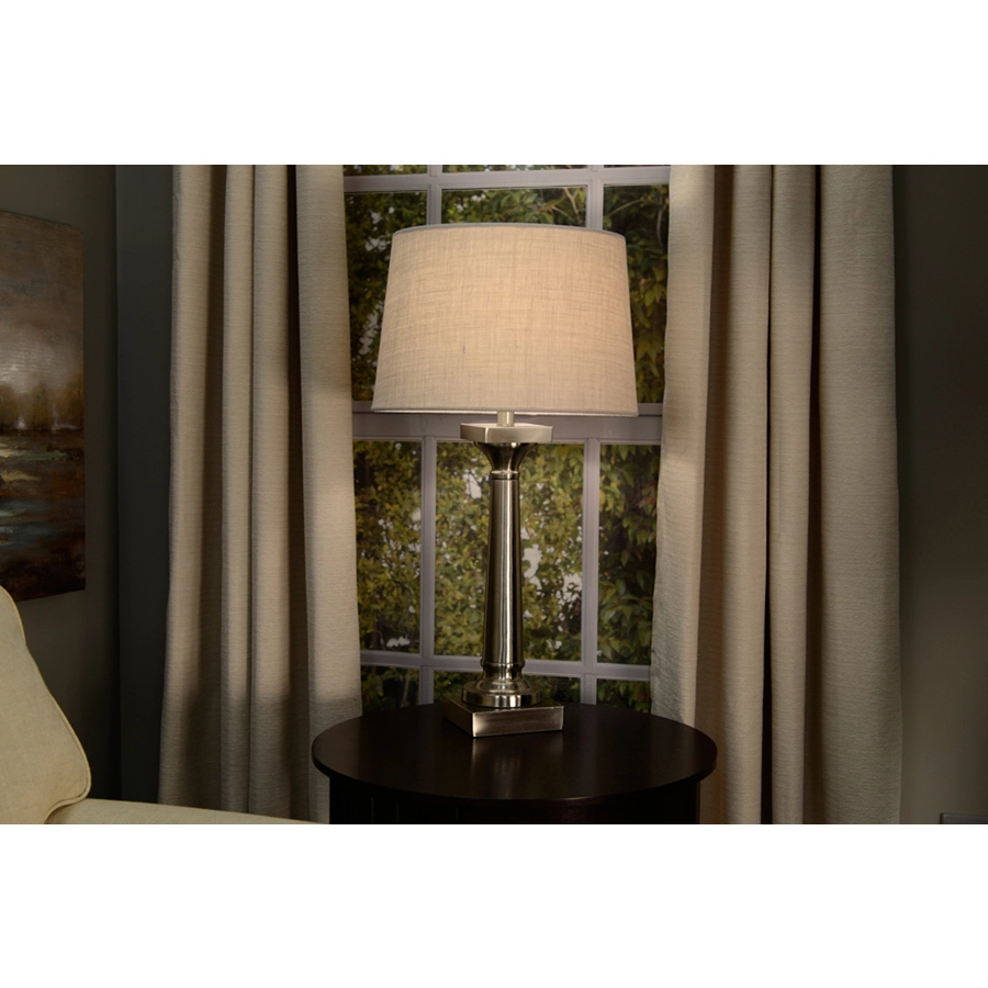 Allen + Roth 10-in X 15-in White Burlap Fabric Drum Lamp Shade 8 Allen + Roth 10-in X 15-in White Burlap Fabric Drum Lamp Shade - Image 8