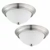 ALLEN + ROTH Prominence Home 2-Pack 13-in W Brushed Nickel Integrated Led Flush Mount Light