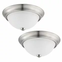 ALLEN + ROTH Prominence Home 2-Pack 13-in W Brushed Nickel Integrated Led Flush Mount Light