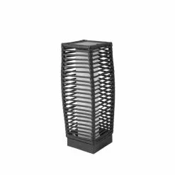 Allen + Roth 18-in Black Metal Outdoor Solar LED Lantern