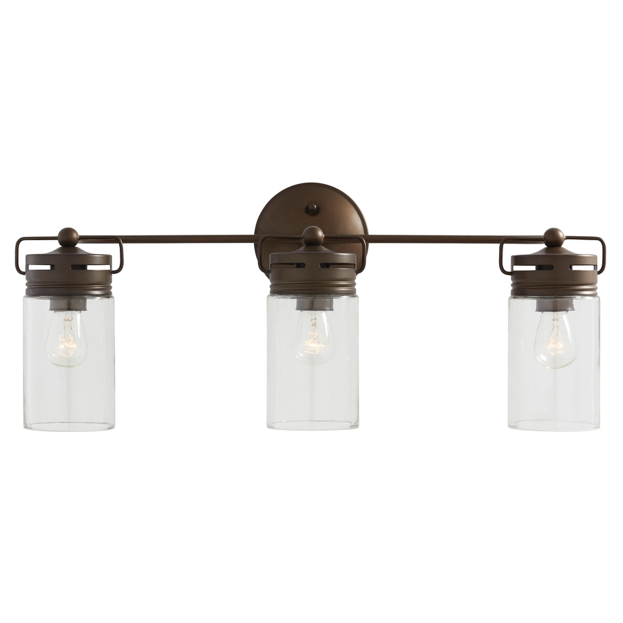 Allen + Roth Vallymede 24-in W 3-Light Aged Bronze Farmhouse Vanity Light 5 Allen + Roth Vallymede 24-in W 3-Light Aged Bronze Farmhouse Vanity Light - Image 5