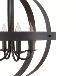 Allen + Roth Crossburg 17.72-in Oil Rubbed Bronze Industrial Hardwired Single Orb Pendant